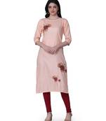 Peach printed cotton kurtis
