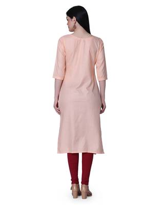 Peach printed cotton kurtis 3