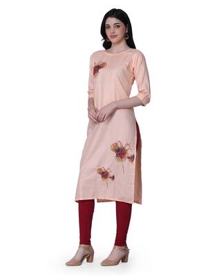 Peach printed cotton kurtis 4