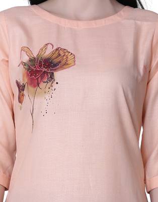 Peach printed cotton kurtis 5