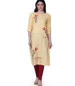Yellow printed cotton cotton-kurtis