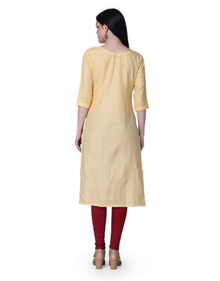 Yellow printed cotton cotton-kurtis 2