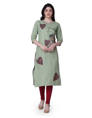 Green printed cotton cotton-kurtis 1