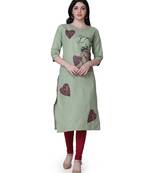 Green printed cotton cotton-kurtis