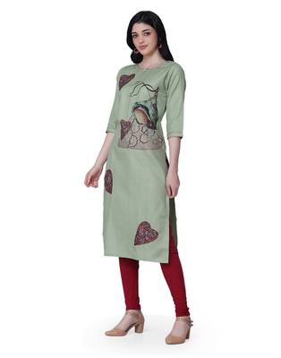 Green printed cotton cotton-kurtis 4