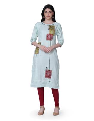Light-blue printed cotton kurtis 1