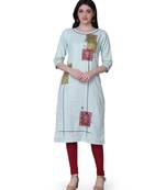 Light-blue printed cotton kurtis