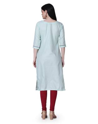 Light-blue printed cotton kurtis 2