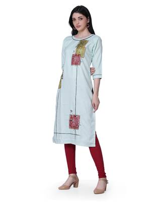 Light-blue printed cotton kurtis 3