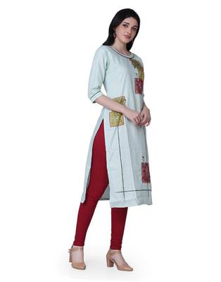 Light-blue printed cotton kurtis 4