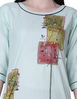 Light-blue printed cotton kurtis 5