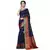Dark Blue Woven Cotton Silk Saree With Blouse