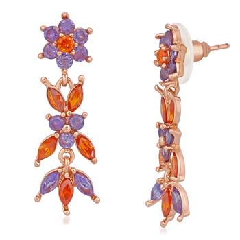 Orange cubic zirconia earrings 3