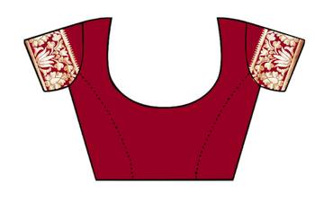 Red Woven Jacquard Saree With Blouse 4