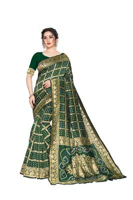 Green Woven Jacquard Saree With Blouse 1