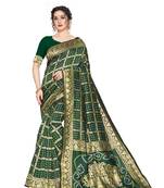 Green Woven Jacquard Saree With Blouse