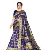 Blue Woven Jacquard Saree With Blouse
