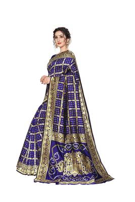 Blue Woven Jacquard Saree With Blouse 2
