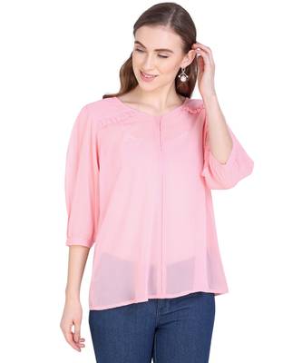 Peach plain georgette tunics 1
