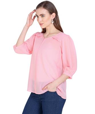 Peach plain georgette tunics 2
