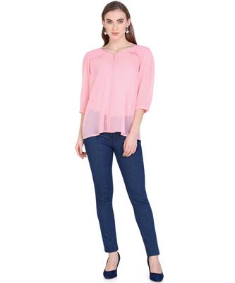 Peach plain georgette tunics 5