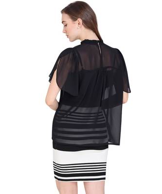 Black plain georgette party-tops 3