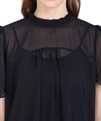 Black plain georgette party-tops 4