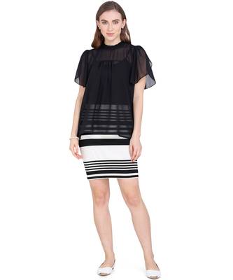 Black plain georgette party-tops 5