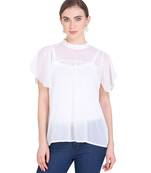 White plain georgette party-tops