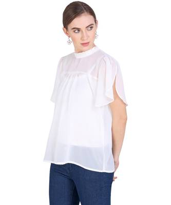 White plain georgette party-tops 2
