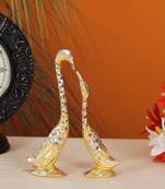 pair of kissing Swan and duck Home Decor Showpiece - 7.25 inch ( Golden )