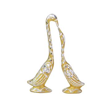 pair of kissing Swan and duck Home Decor Showpiece - 7.25 inch ( Golden ) 2