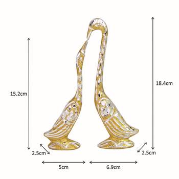 pair of kissing Swan and duck Home Decor Showpiece - 7.25 inch ( Golden ) 3