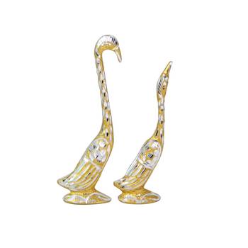 pair of kissing Swan and duck Home Decor Showpiece - 7.25 inch ( Golden ) 4