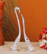 pair of kissing Swan and duck Home Decor Showpiece in white metal - 10 inch ( Silver )