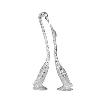 pair of kissing Swan and duck Home Decor Showpiece in white metal - 10 inch ( Silver ) 2