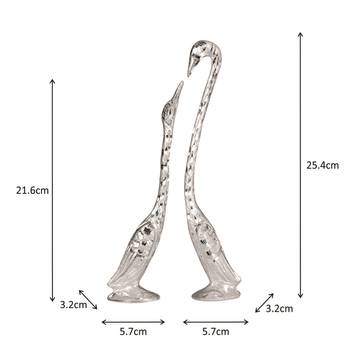 pair of kissing Swan and duck Home Decor Showpiece in white metal - 10 inch ( Silver ) 3