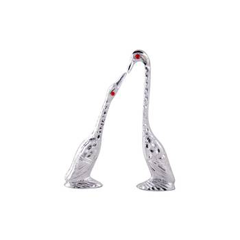 pair of kissing Swan and duck Home Decor Showpiece - 6.25 inch ( Silver ) 2