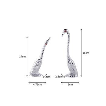 pair of kissing Swan and duck Home Decor Showpiece - 6.25 inch ( Silver ) 3