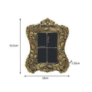 Photo Frame Antique Golden Victorian Style with Floral Motif in Metal by Handicrafts Paradise 2