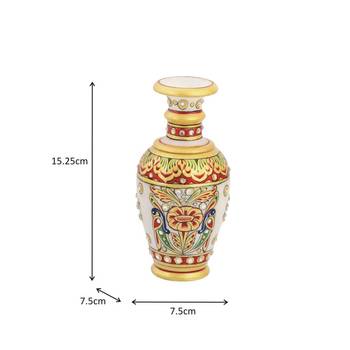 Flower vase in marble with two peacocks  painted in meena by  Handicrafts Paradise 3