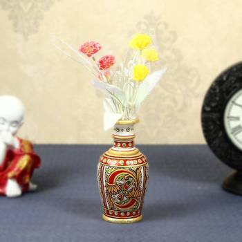 Flower vase carved in  marble meena work by Handicrafts Paradise 1