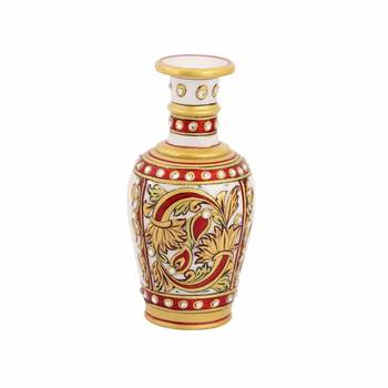 Flower vase carved in  marble meena work by Handicrafts Paradise 2