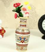 Marble flower Vase with beautiful peacock design by Handicrafts Paradise