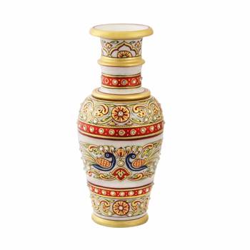 Marble flower Vase with beautiful peacock design by Handicrafts Paradise 2