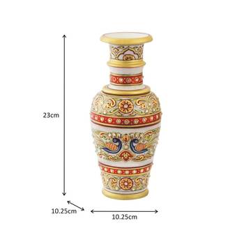Marble flower Vase with beautiful peacock design by Handicrafts Paradise 3