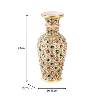 Flower Pot with intricate emboss painting in marble by Handicrafts Paradise 3
