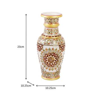 Marble flower Pot with white kundan work by Handicrafts Paradise 3