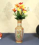 Marble Flower Vase  with Hand Painted Peacock by Handicrafts Paradise