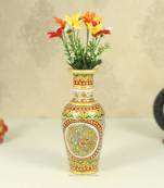 Marble Flower Vase  with  Peacock Painted  by Handicrafts Paradise